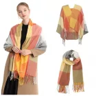 Miss Lulu London S6433 - akril Mode női Langer sál Gitternetz Quaste Winter Warm Überdimensionaler sál - narancssárga
