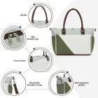 Miss Lulu London TVM2520 - Miss Lulu Stylische gestepptes, farblich abgesetztes Kabinenreisetasche  Trocken-Nass-Trennfach & gurulós táska-Schlitz - zöld és bézs