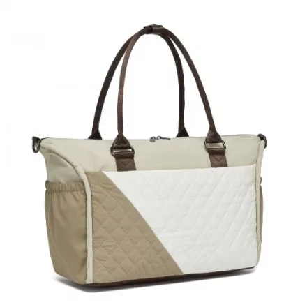 Miss Lulu London TVM2520 - Miss Lulu Stylische gestepptes, farblich abgesetztes Kabinenreisetasche  Trocken-Nass-Trennfach & gurulós táska-Schlitz - Khaki és bézs