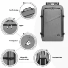 Miss Lulu London BPK2531L - Kono Multifunktionaler großer Geschäftsrucksack –   15,6-Zoll-Laptop, ideal  Arbeit, Reisen & tägliche Pendelwege - szürke