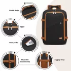 Miss Lulu London BPK2551 - Kono Flexibler Kabinen-hátizsák 30×20×40 –  15,6"-Laptop, bőrönd-Öffnung – perfekt  Urlaub, Geschäftsreisen & Pendeln – fekete/barna