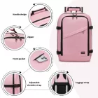 Miss Lulu London BPK2551 - Kono Flexibler Kabinen-hátizsák 30×20×40 –  15,6"-Laptop, bőrönd-Öffnung – perfekt  Urlaub, Geschäftsreisen & Pendeln – rózsaszín