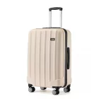 Miss Lulu London K1773-1L - Kono 28 Zoll csíkos ABS+PC-Hartschale bőrönd  360-fok-Spinner-Rädern - bézs