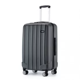   Miss Lulu London K1773-1L - Kono 24 Zoll csíkos ABS+PC-Hartschale bőrönd  360-fok-Spinner-Rädern - szürke