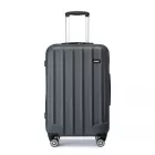 Miss Lulu London K1773-1L - Kono 24 Zoll csíkos ABS+PC-Hartschale bőrönd  360-fok-Spinner-Rädern - szürke