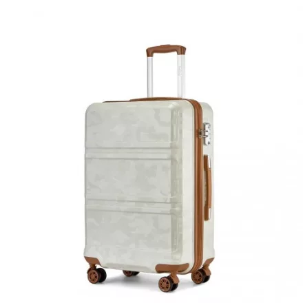 Miss Lulu London K1871-1L - Kono ABS 24 Zoll geformter horizontaler Design-bőrönd - Camouflage Creme és barna