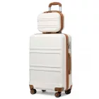 Miss Lulu London K1871-1L - Kono ABS 4-Rad-bőrönd szett  Kosmetikkoffer - Creme