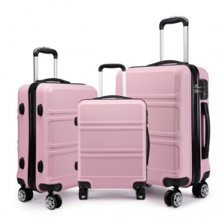 Miss Lulu London K1871-1L - Kono ABS Geformtes horizontales Design 3-darabos bőrönd szett rózsaszín