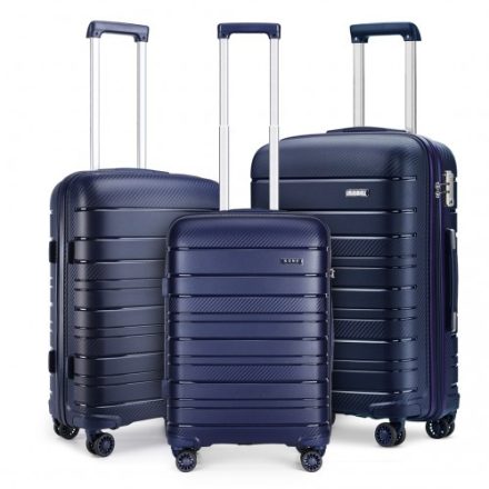 Miss Lulu London K2091L - Kono több Textur Hartschalen PP bőrönd 3-teilig klasszikus Collection Marineblau