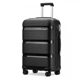   Miss Lulu London K2092L - Kono 24 Zoll világos Hard kagyló PP bőrönd - klasszikus Collection - fekete