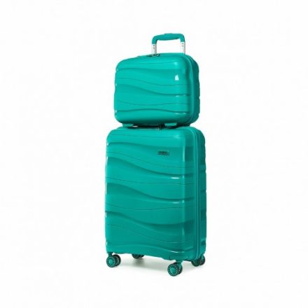 Miss Lulu London K2094L - Kono 14/20 Zoll leichtes Polypropylen-Hartschalen-2-darabos bőrönd-szett TSA-zár és Kosmetikkoffer kék