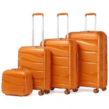 Miss Lulu London K2094L - Kono Leichtes 4-darabos Hartschalen-bőrönd szett Polypropylen TSA-zár és Kosmetikkoffer – narancssárga