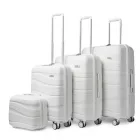 Miss Lulu London K2094L - Kono Leichtes 4-darabos keményfalú-bőrönd szett  Polypropylen  TSA-zár és Kosmetikkoffer – Creme Weiß