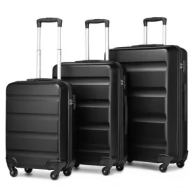  Miss Lulu London K2191L - Kono 3-teilig könnyű ABS Hardshell bőrönd Satz - 19, 24, 28 Zoll  biztonságos TSA-zár - fekete