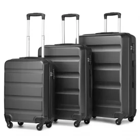   Miss Lulu London K2191L - Kono 3-teilig könnyű ABS Hardshell bőrönd Satz - 19, 24, 28 Zoll  biztonságos TSA-zár - szürke