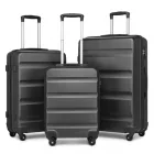 Miss Lulu London K2191L - Kono 3-teilig könnyű ABS Hardshell bőrönd Satz - 19, 24, 28 Zoll  biztonságos TSA-zár - szürke