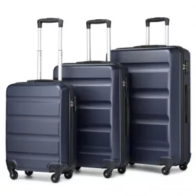   Miss Lulu London K2191L - Kono 3-teilig könnyű ABS Hardshell bőrönd Satz - 19, 24, 28 Zoll  biztonságos TSA-zár - Marineblau