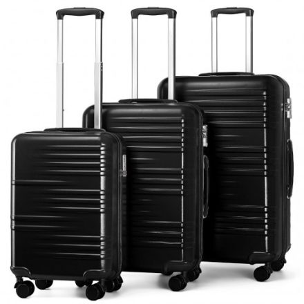 Miss Lulu London K2391L - BRITISH Traveller 3er-Satz tartós Polycarbonat és ABS Hartschalen-bőrönd TSA-zár fekete