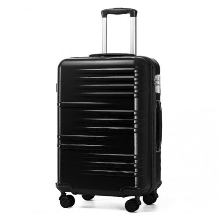 Miss Lulu London K2391L - BRITISH Traveller 24 Zoll tartós Polycarbonat és ABS Hartschalen-bőrönd TSA-zár fekete