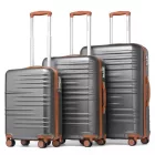 Miss Lulu London K2391L - British utazó 3er-Satz tartós Polycarbonat és ABS keményfalú-bőrönd  TSA-zár - szürke és barna