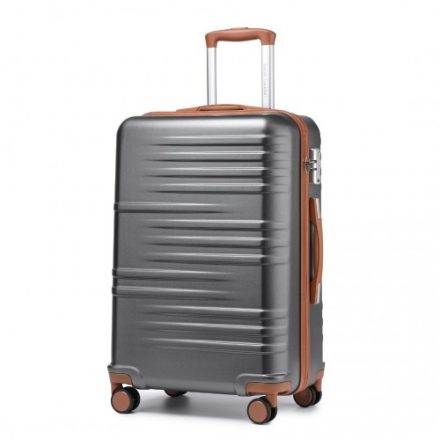 Miss Lulu London K2391L - BRITISH Traveller 24 Zoll tartós Polycarbonat és ABS Hartschalen-bőrönd TSA-zár szürke barna