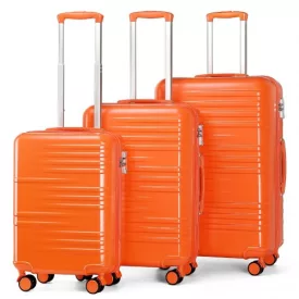  Miss Lulu London K2391L - British utazó 3er-Satz tartós Polycarbonat és ABS keményfalú-bőrönd  TSA-zár - narancssárga