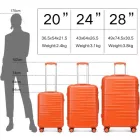 Miss Lulu London K2391L - British utazó 3er-Satz tartós Polycarbonat és ABS keményfalú-bőrönd  TSA-zár - narancssárga