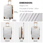 Miss Lulu London K2391L - British utazó 24 Zoll tartós Polycarbonat és ABS keményfalú-bőrönd  TSA-zár - Weiß