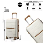 Miss Lulu London K2392L - British utazó 28 Zoll több-Textur Polypropylen keményfalú-bőrönd  TSA-zár - Creme