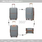 Miss Lulu London K2392L - British utazó 3 darab több-Textur Polypropylen keményfalú-bőrönd  TSA-zár - szürke és barna