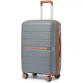   Miss Lulu London K2392L - British utazó 28 Zoll több-Textur Polypropylen keményfalú-bőrönd  TSA-zár - szürke és barna