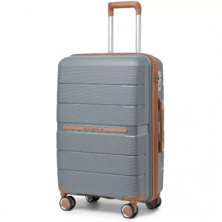 Miss Lulu London K2392L - British utazó 28 Zoll több-Textur Polypropylen keményfalú-bőrönd  TSA-zár - szürke és barna