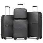 Miss Lulu London K2393L - British utazó 4er szett Spinner Hartschale PP-bőrönd  TSA-zár és bőrönd - fekete