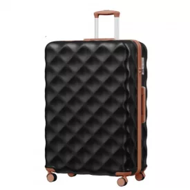   Miss Lulu London K2395L - British utazó 32-Zoll Extra-Großer keményfalú-Spinner  Diamantstruktur  ABS+PC és Teleskopgriff - fekete és barna