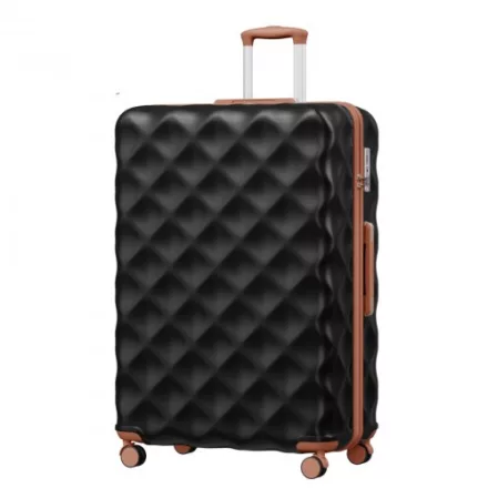 Miss Lulu London K2395L - British utazó 32-Zoll Extra-Großer keményfalú-Spinner  Diamantstruktur  ABS+PC és Teleskopgriff - fekete és barna