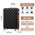 Miss Lulu London K2395L - British utazó 32-Zoll Extra-Großer keményfalú-Spinner  Diamantstruktur  ABS+PC és Teleskopgriff - fekete és barna