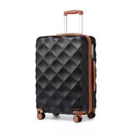   Miss Lulu London K2395L - British utazó 24 Zoll ultrakönnyű ABS és Polycarbonat Beuliger Diamant bőrönd  TSA-zár - fekete és barna