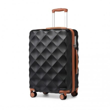 Miss Lulu London K2395L - BRITISH Traveller 24 Zoll Ultraleicht ABS és Polycarbonat Beuliger Diamant Reisekoffer TSA-zár fekete barna