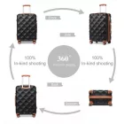 Miss Lulu London K2395L - British utazó 24 Zoll ultrakönnyű ABS és Polycarbonat Beuliger Diamant bőrönd  TSA-zár - fekete és barna