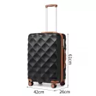 Miss Lulu London K2395L - British utazó 24 Zoll ultrakönnyű ABS és Polycarbonat Beuliger Diamant bőrönd  TSA-zár - fekete és barna