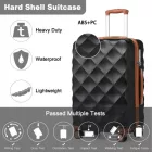 Miss Lulu London K2395L - British utazó 28 Zoll ultrakönnyű ABS és Polycarbonat Beuliger Diamant-bőrönd  TSA-zár - fekete és barna