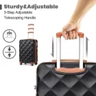 Miss Lulu London K2395L - British utazó 28 Zoll ultrakönnyű ABS és Polycarbonat Beuliger Diamant-bőrönd  TSA-zár - fekete és barna