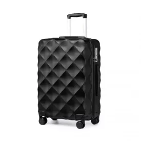   Miss Lulu London K2395L - British utazó 28 Zoll ultrakönnyű ABS és Polycarbonat Beuliger Diamant-bőrönd  TSA-zár - fekete