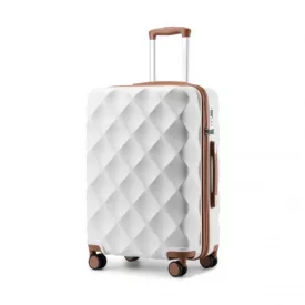  Miss Lulu London K2395L - British utazó 28 Zoll ultrakönnyű ABS és Polycarbonat Beuliger Diamant-bőrönd  TSA-zár - Creme