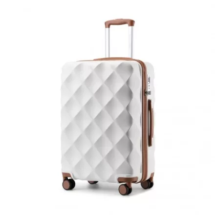 Miss Lulu London K2395L - British utazó 28 Zoll ultrakönnyű ABS és Polycarbonat Beuliger Diamant-bőrönd  TSA-zár - Creme