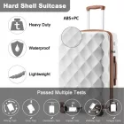 Miss Lulu London K2395L - British utazó 28 Zoll ultrakönnyű ABS és Polycarbonat Beuliger Diamant-bőrönd  TSA-zár - Creme