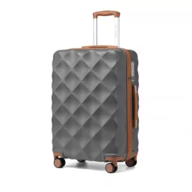   Miss Lulu London K2395L - British utazó 24 Zoll ultrakönnyű ABS és Polycarbonat Beuliger Diamant bőrönd  TSA-zár - szürke és barna