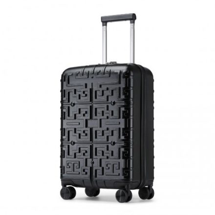 Miss Lulu London K2396L - Supercase elegáns 20 Zoll Carry-On Polypropylen Hartschalen-bőrönd Labyrinth-minta fekete