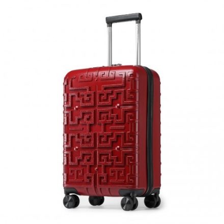 Miss Lulu London K2396L - Supercase elegáns 20 Zoll Carry-On Polypropylen Hartschalen-bőrönd Labyrinth-minta Rot