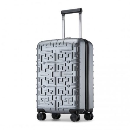 Miss Lulu London K2396L - Supercase elegáns 20 Zoll Carry-On Polypropylen Hartschalen-bőrönd Labyrinth-minta ezüst